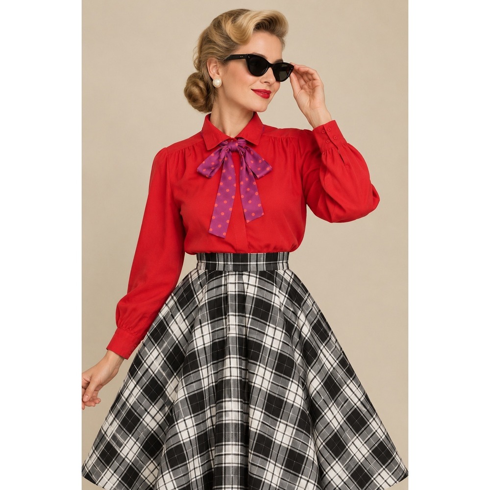 Vintage 80s Country Sophisticates by Pendleton Blouse Sz M/L Red Mod Retro Chic